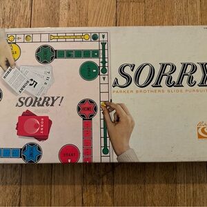 Parker Brothers Sorry! Board Game - Classic Family Game (White/Red/Green/Blue)